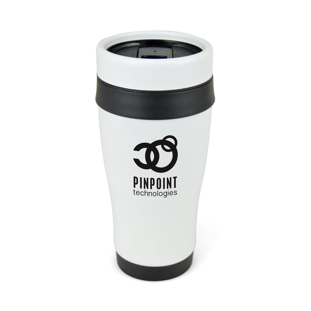 Branded 400ml Matt White Stainless Steel Tumbler with Black Trim