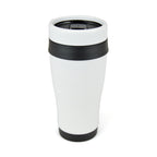 Branded 400ml Matt White Stainless Steel Tumbler with Black Trim