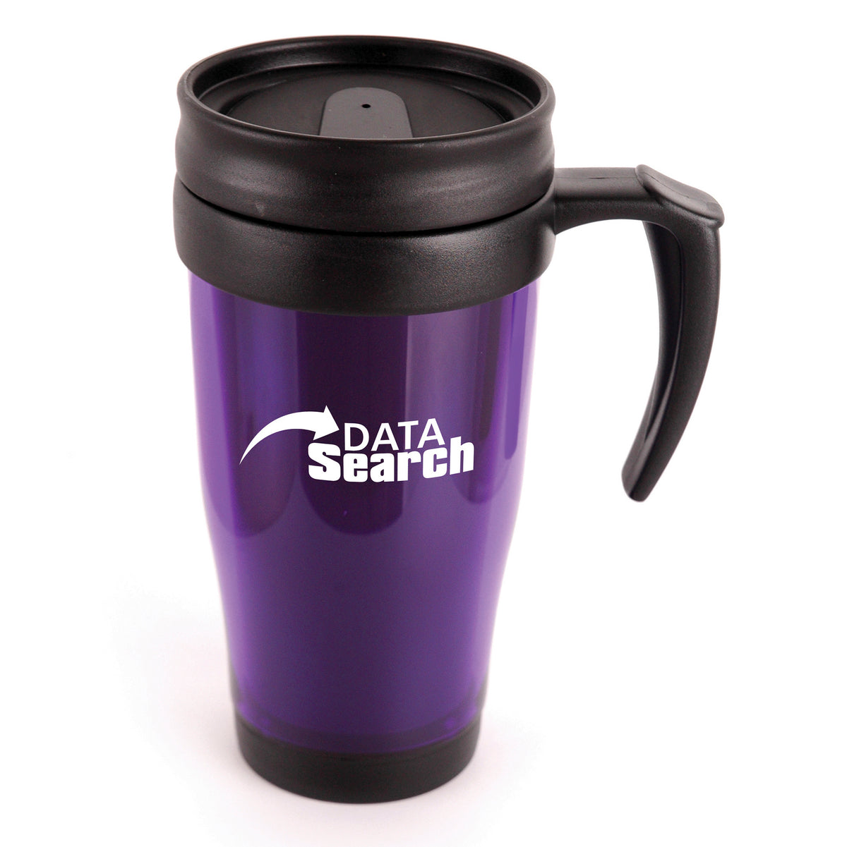 Branded 400ml Translucent Double Walled Travel Mug in Purple