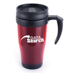 Branded 400ml Translucent Double Walled Travel Mug in Red