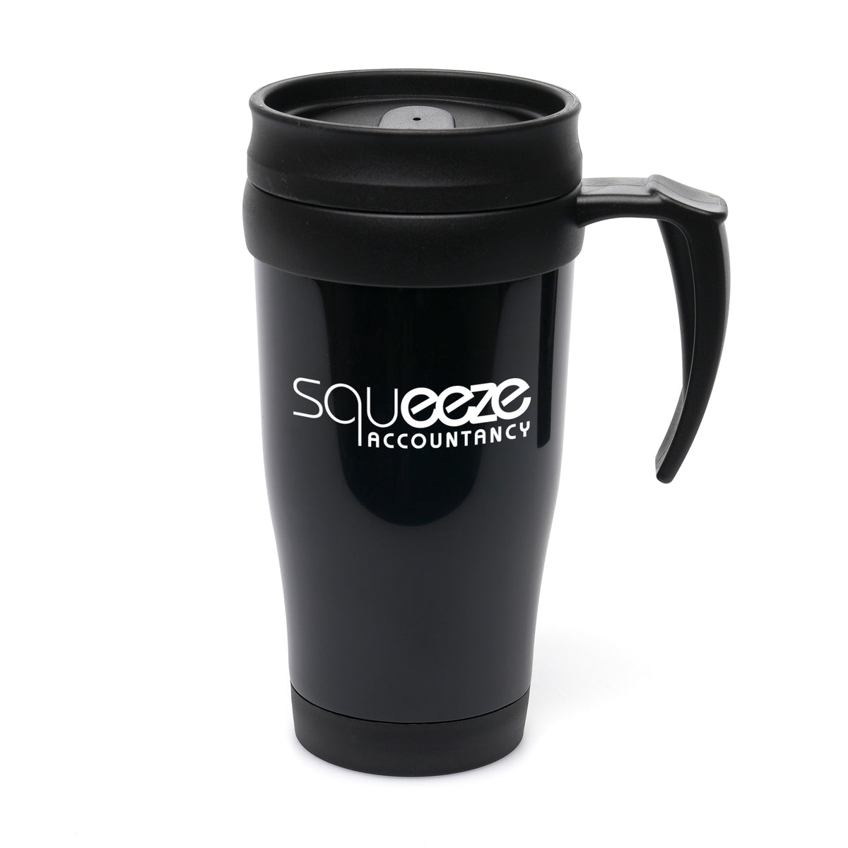 Branded 400ml Double Walled Coloured Travel Mug in Black