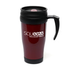 Branded 400ml Double Walled Coloured Travel Mug in Burgundy