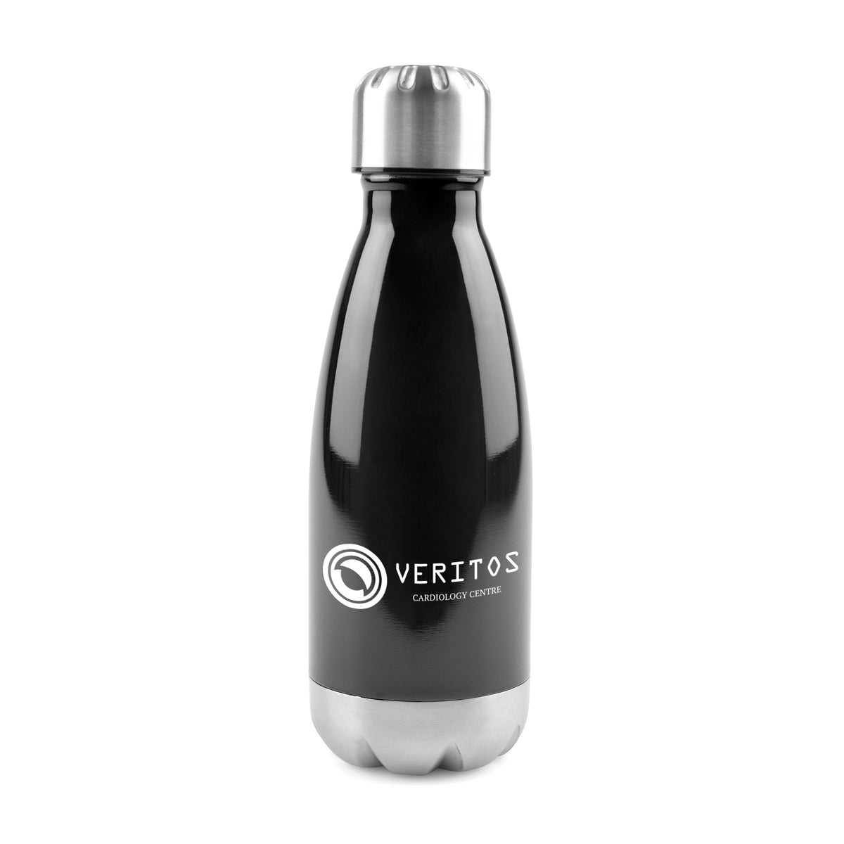 Branded 500ml Stainless Steel Bottle with Coloured Body in Black