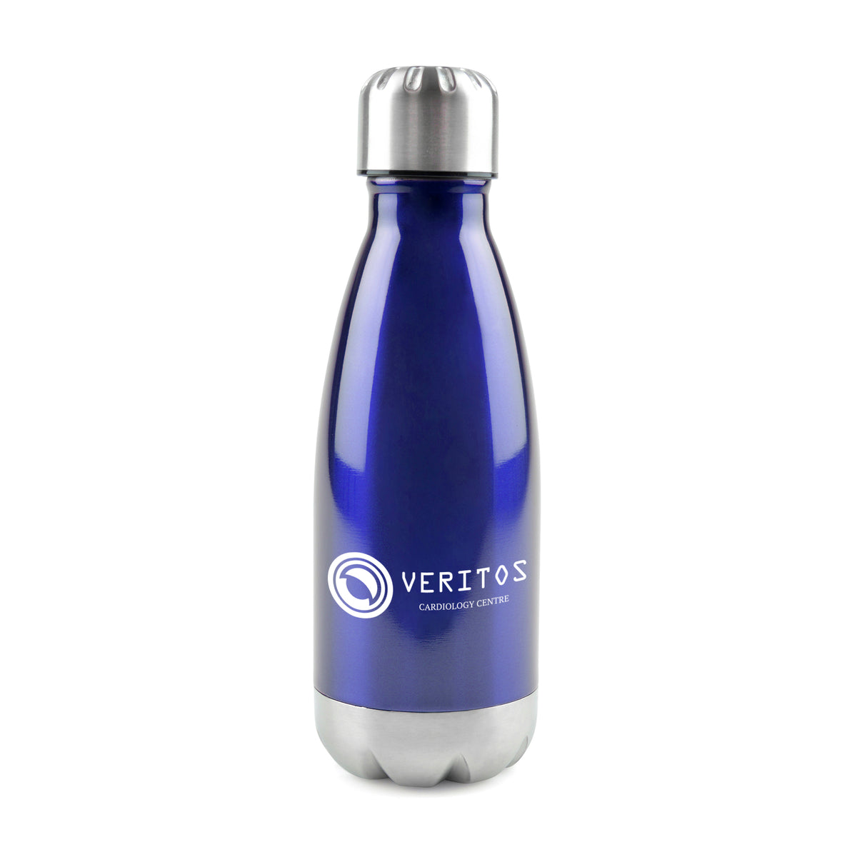 Branded 500ml Stainless Steel Bottle with Coloured Body in Blue