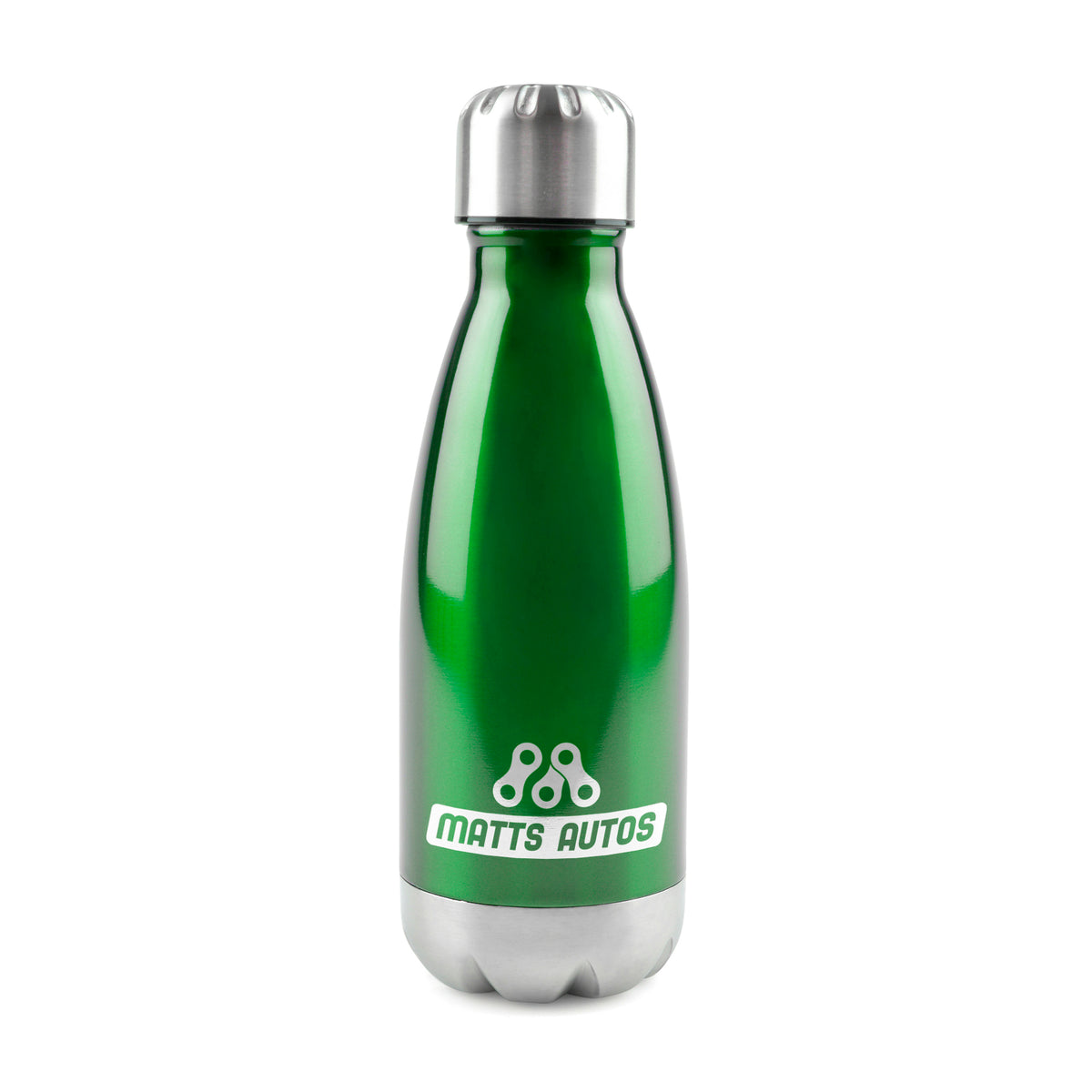 Branded 500ml Stainless Steel Bottle with Coloured Body in Green