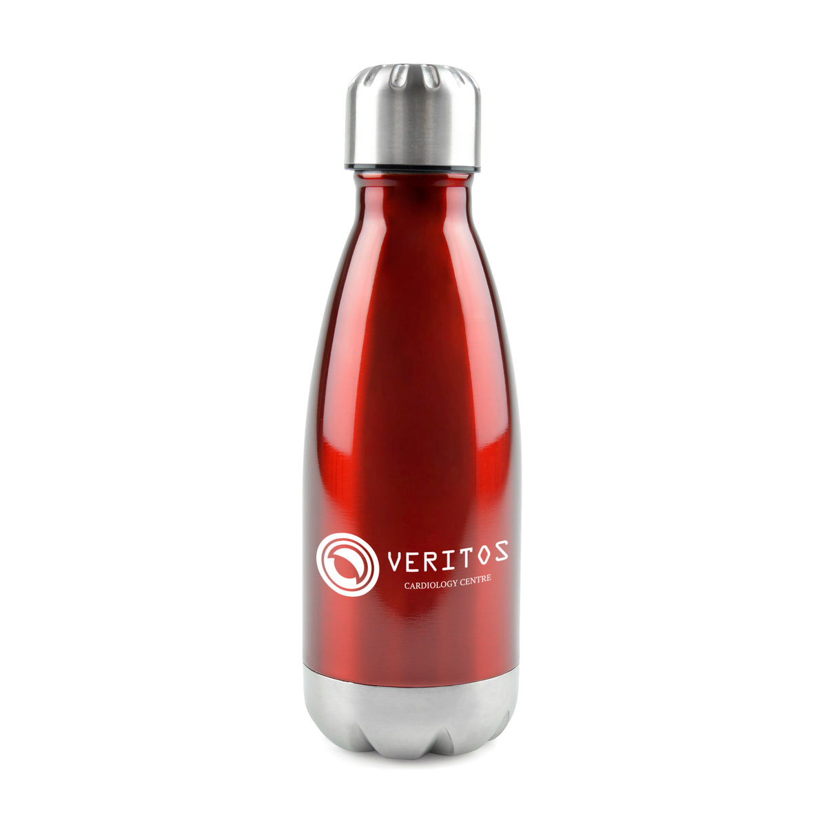Branded 500ml Stainless Steel Bottle with Coloured Body in Red
