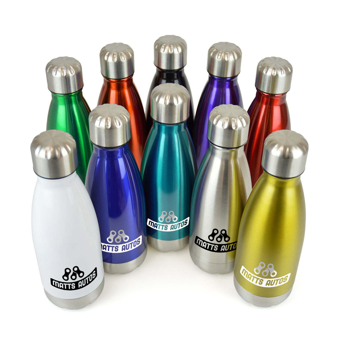 Branded 500ml Stainless Steel Bottle with Coloured Body
