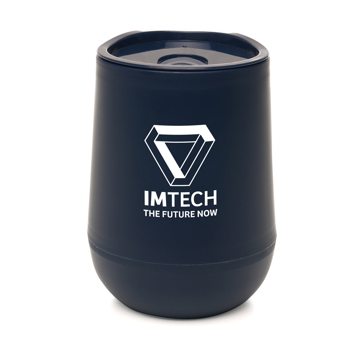 Branded 350ml Double Walled Tumbler with Slide Sipper in Navy Blue