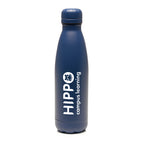 Branded 500ml Double-Walled Matte Bottle with Coloured Lid in Navy Blue