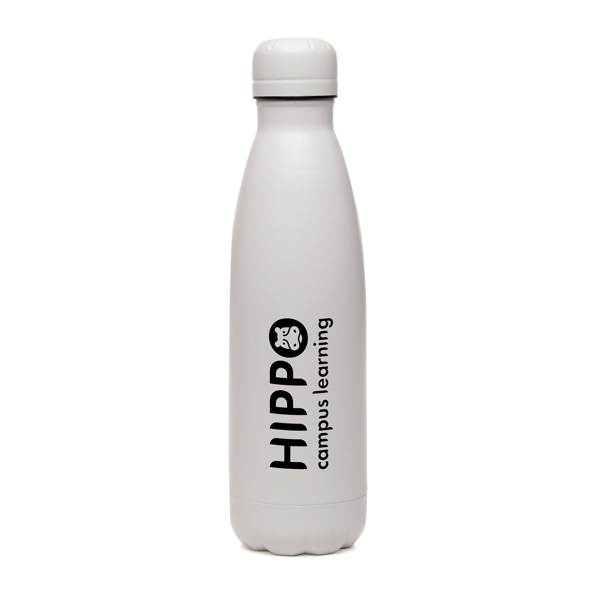 Branded 500ml Double-Walled Matte Bottle with Coloured Lid in White