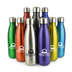Branded 500ml Double-Walled Brushed Metallic Steel Bottle