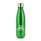 Branded 500ml Double-Walled Brushed Metallic Steel Bottle in Dark Green