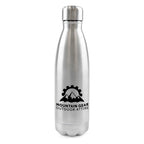 Branded 500ml Double-Walled Brushed Metallic Steel Bottle in Silver