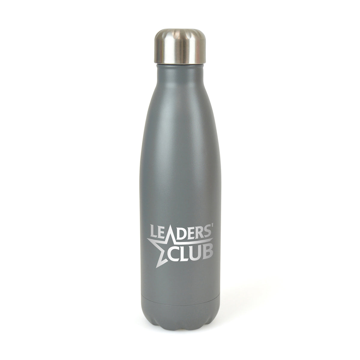 Branded 500ml Double-Walled Matt Stainless Steel Bottle in Grey