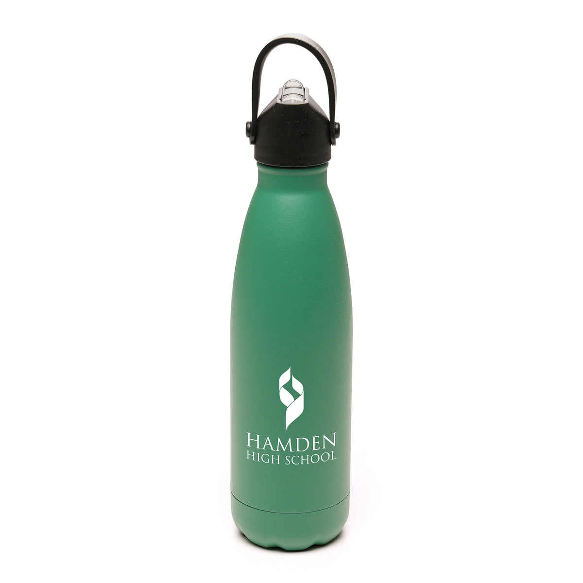 Branded 500ml Double-Walled Steel Bottle with Sipper and Straw in Green