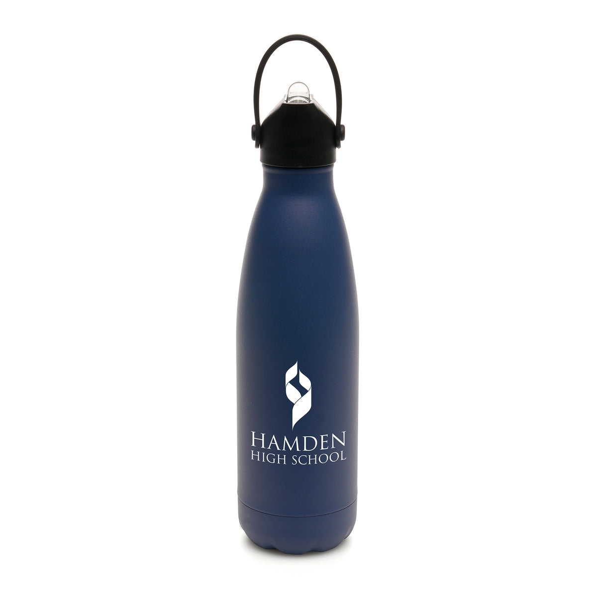 Branded 500ml Double-Walled Steel Bottle with Sipper and Straw in Navy Blue