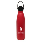 Branded 500ml Double-Walled Steel Bottle with Sipper and Straw in Red