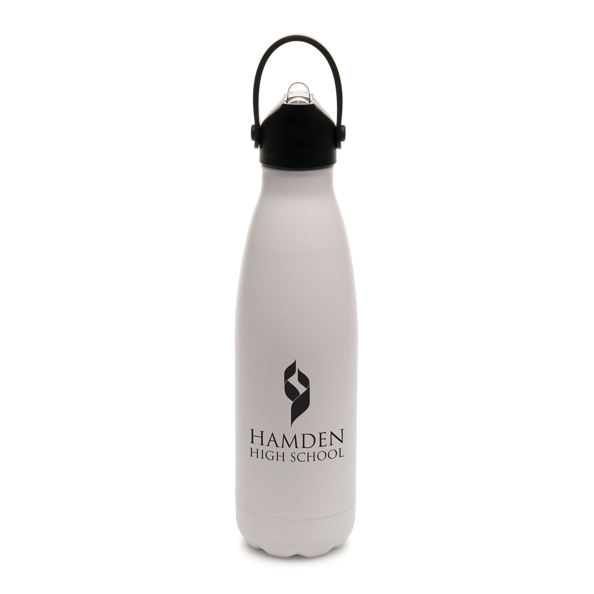 Branded 500ml Double-Walled Steel Bottle with Sipper and Straw in White