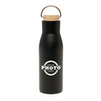 Branded 450ml Stainless Steel Bottle with Bamboo Lid