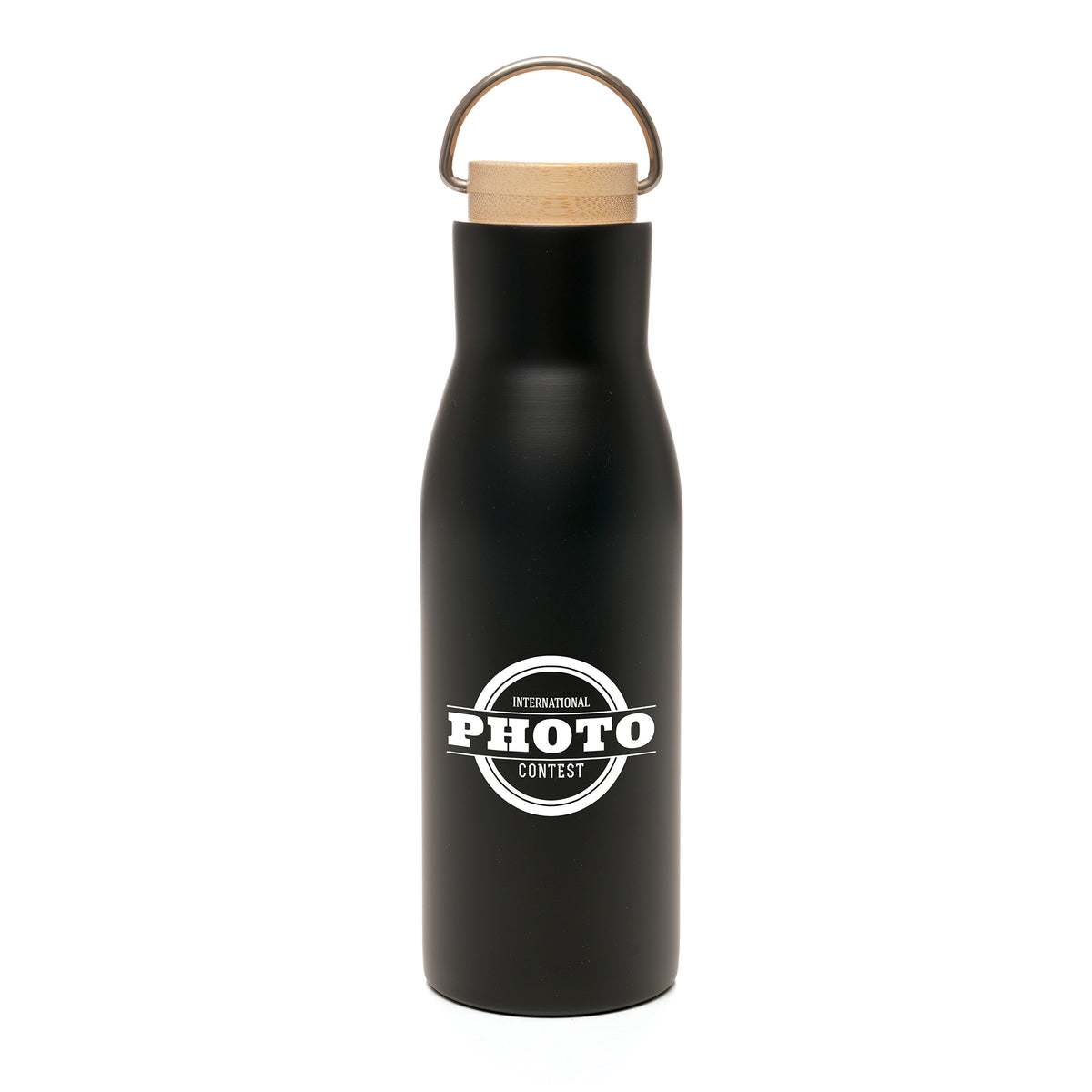 Branded 450ml Stainless Steel Bottle with Bamboo Lid