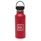 Branded 500ml Double-Walled Steel Bottle with Silicone Handle in Red