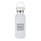 Branded 500ml Double-Walled Steel Bottle with Silicone Handle in White