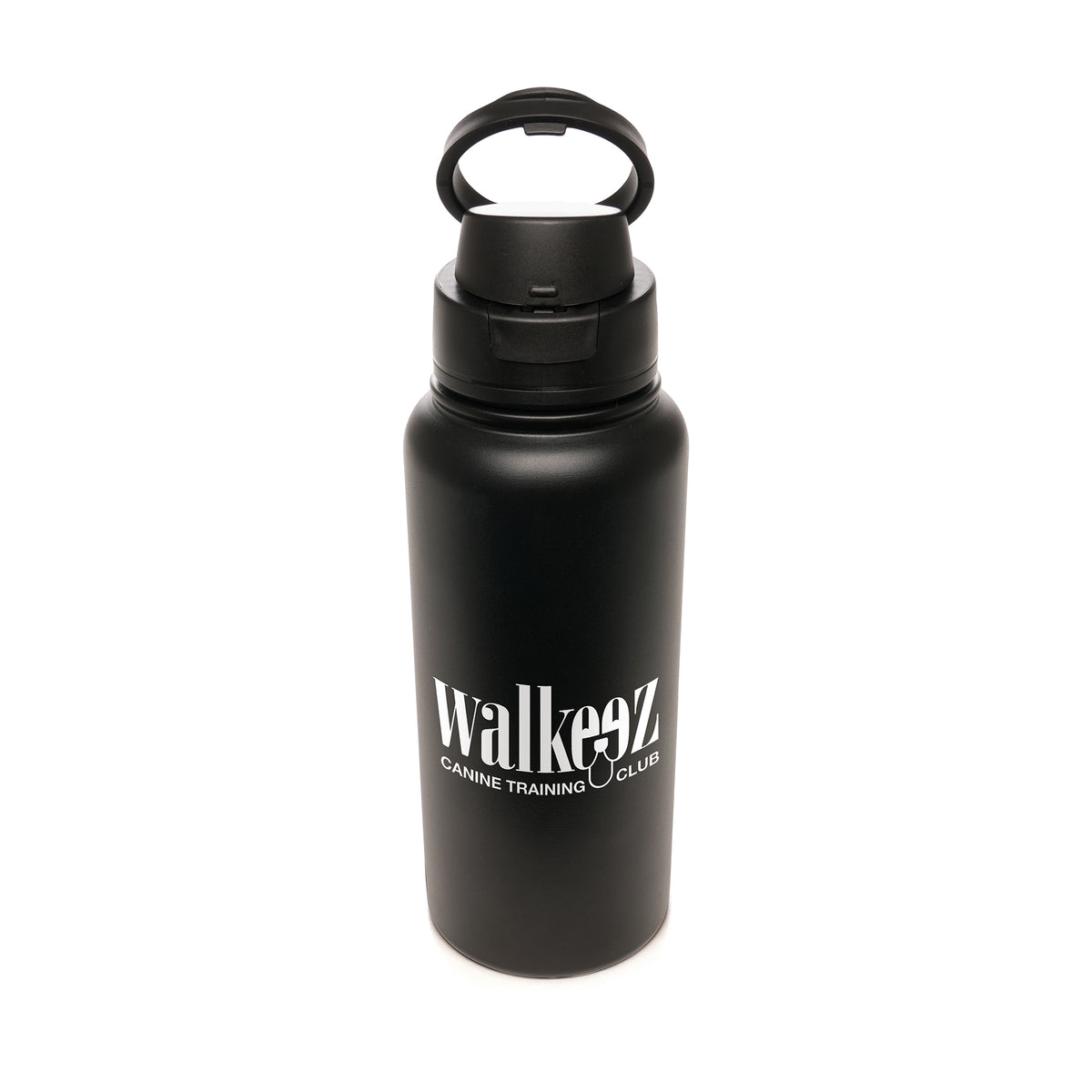 Branded 1 Litre Recycled Steel Bottle with Flip-Top Sipper in Black