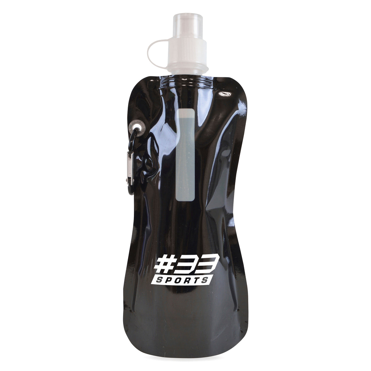 Branded 400ml Foldable Roll Up Bottle in Black