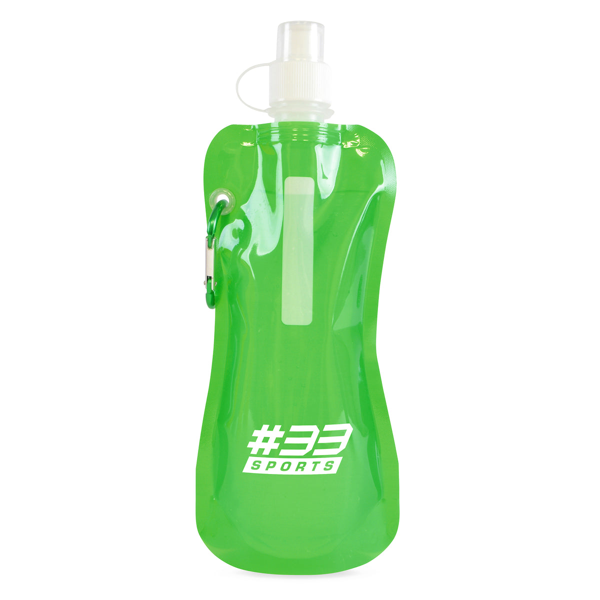 Branded 400ml Foldable Roll Up Bottle in Green