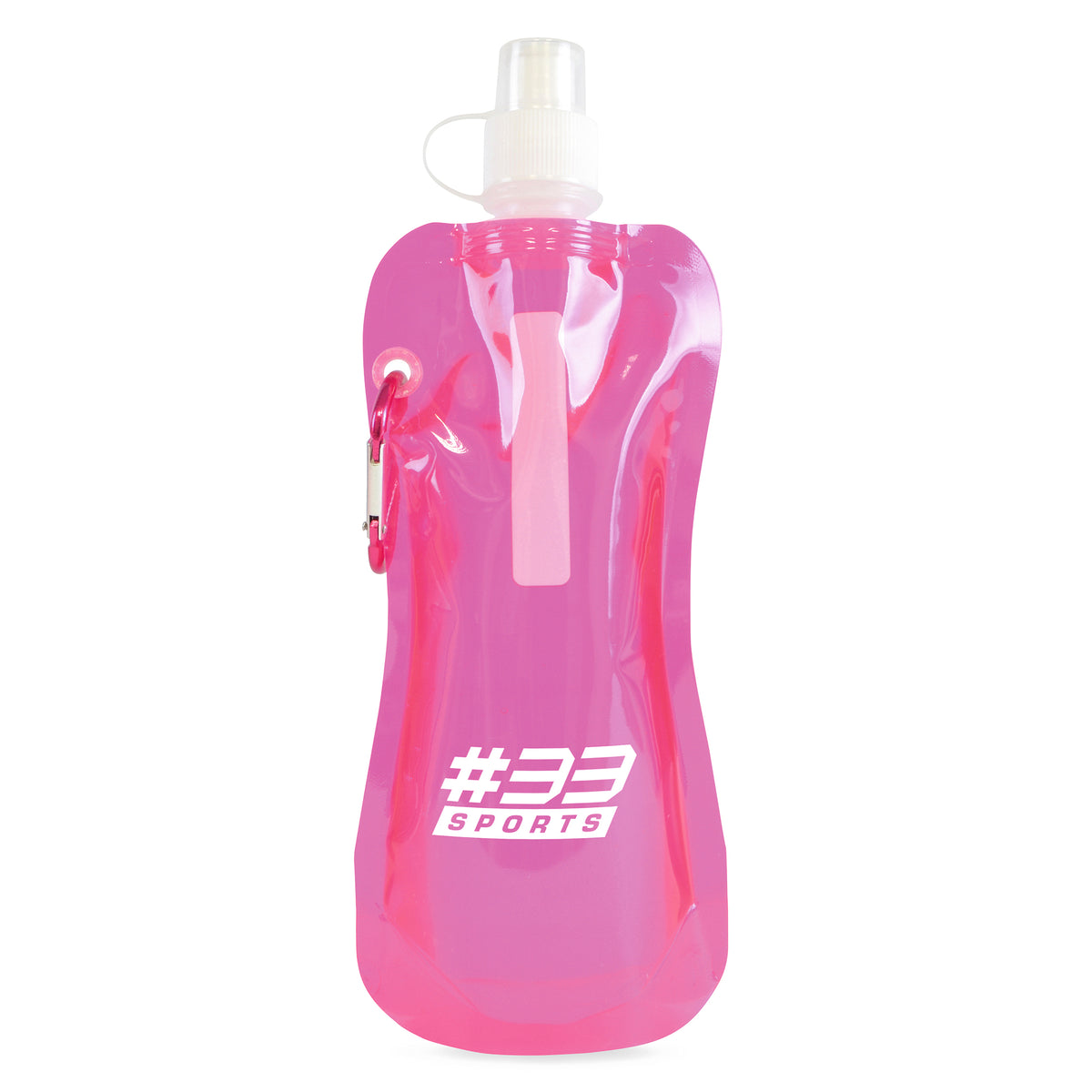Branded 400ml Foldable Roll Up Bottle in Pink