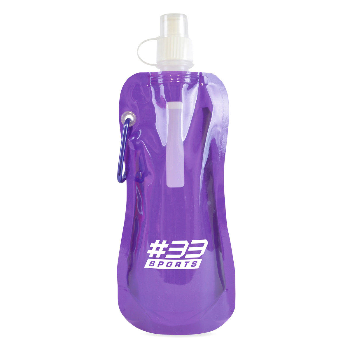 Branded 400ml Foldable Roll Up Bottle in Purple