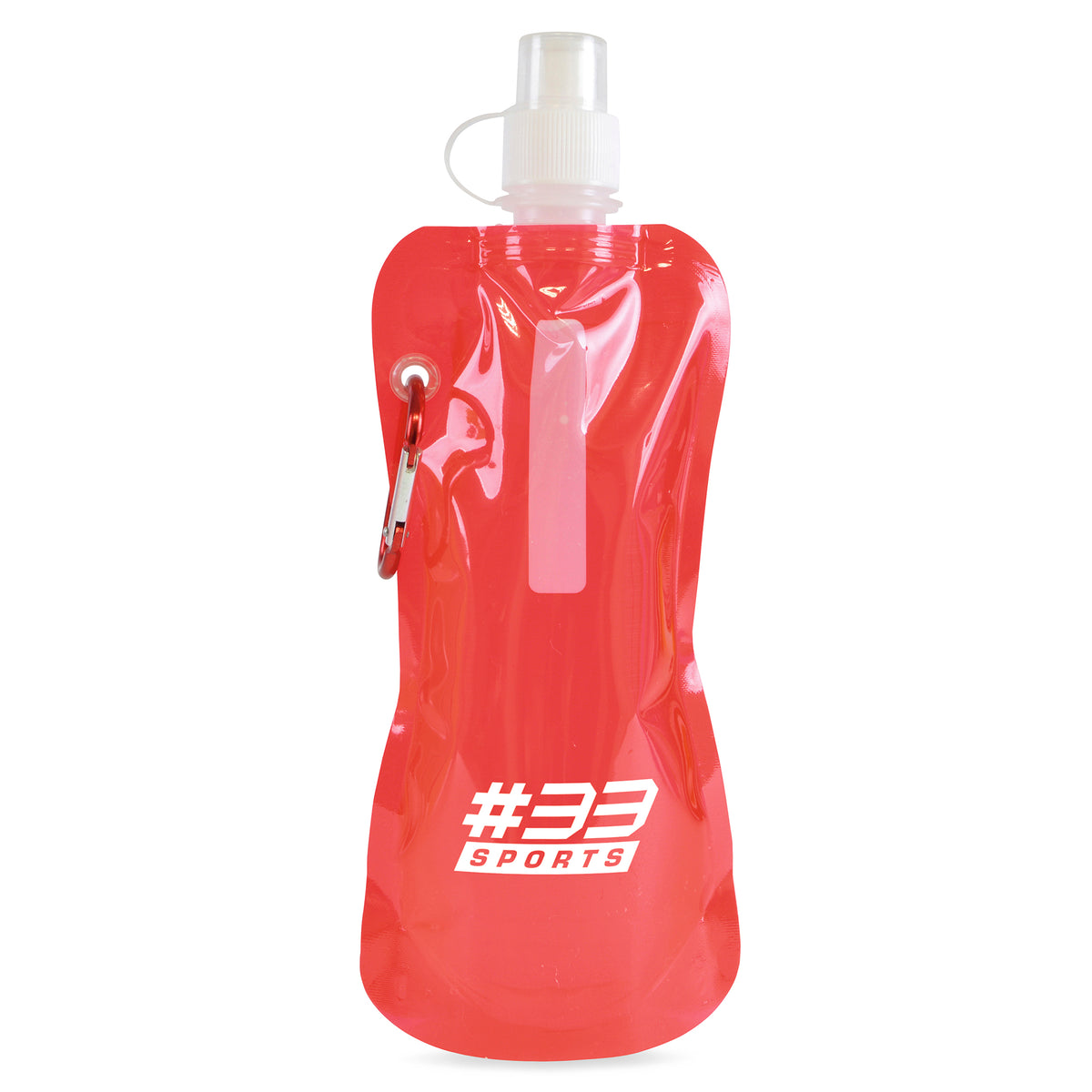 Branded 400ml Foldable Roll Up Bottle in Red
