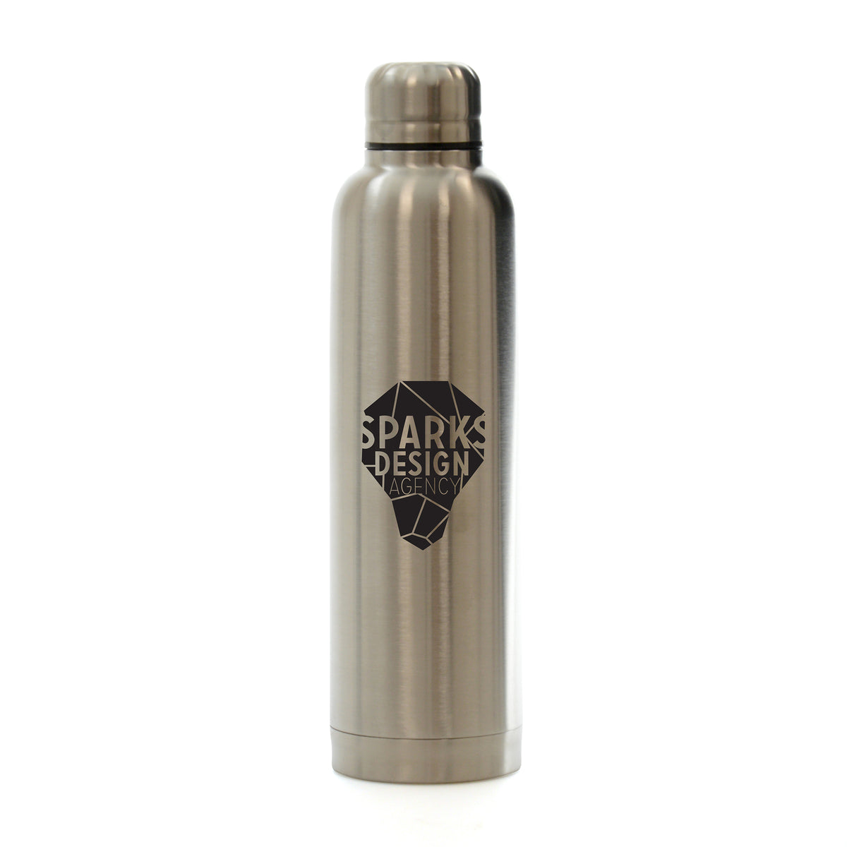Branded 550ml Double-Walled Matt Steel Sports Bottle in Silver