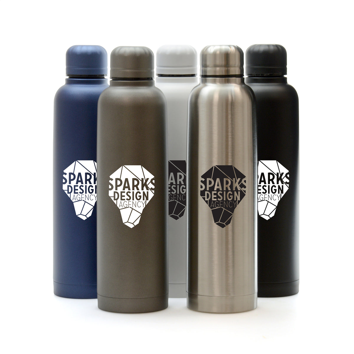 Branded 550ml Double-Walled Matt Steel Sports Bottle