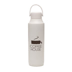 Branded 660ml Recycled Steel Bottle with Dual-Opening Lid in White