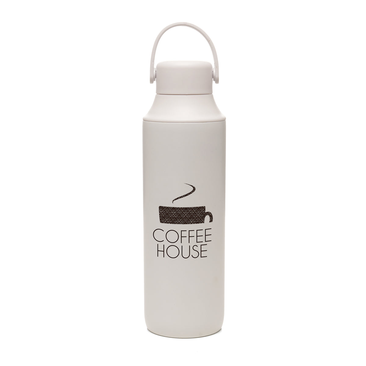 Branded 660ml Recycled Steel Bottle with Dual-Opening Lid in White