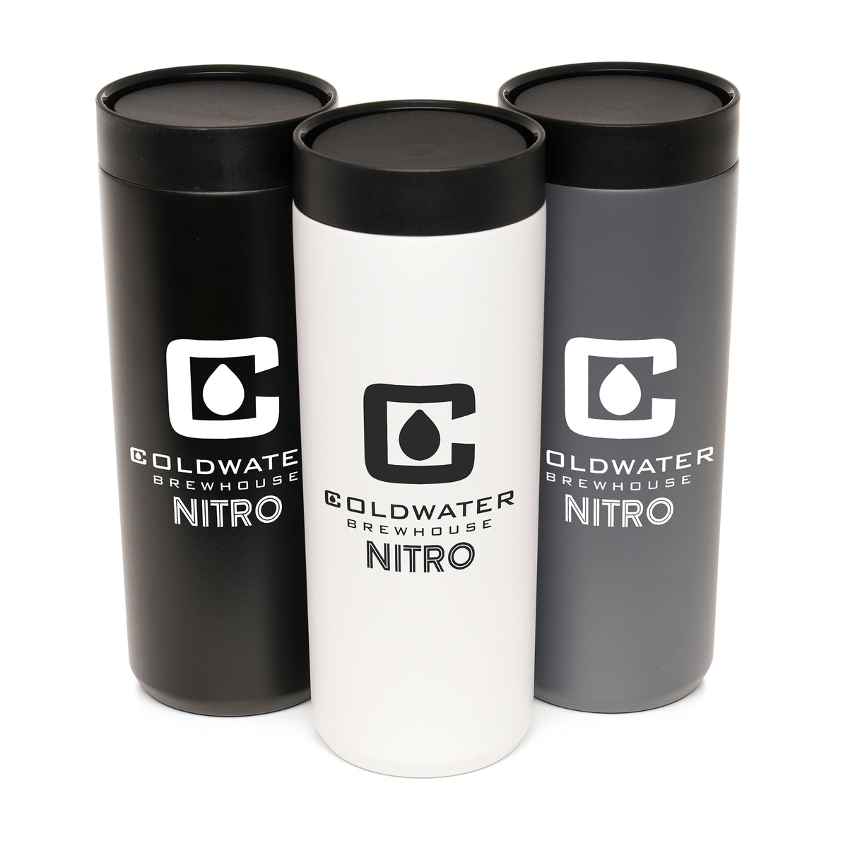 Branded 600ml Recycled Stainless Steel Tumbler with Push-down Lid