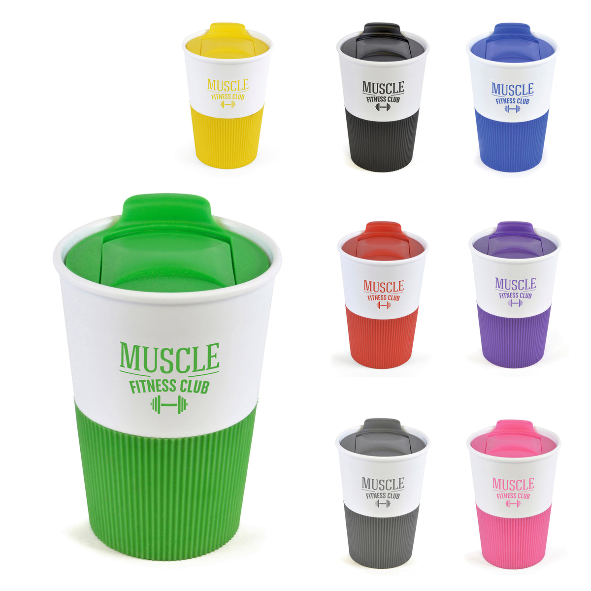 Branded 330ml Take Out Mug with Rubber Grip