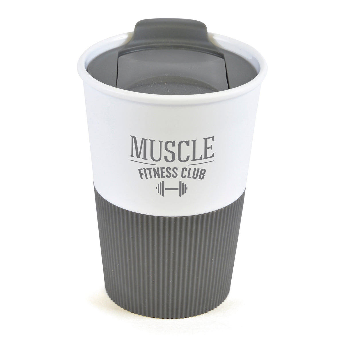 Branded 330ml Take Out Mug with Rubber Grip in Grey