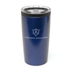 Branded 550ml Stainless Steel Tumbler with Clear Push-on Lid in Navy Blue
