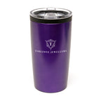 Branded 550ml Stainless Steel Tumbler with Clear Push-on Lid in Purple