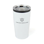 Branded 550ml Stainless Steel Tumbler with Clear Push-on Lid in White