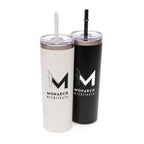 Branded Recycled Stainless Steel Travel Tumbler with Silicone Straw