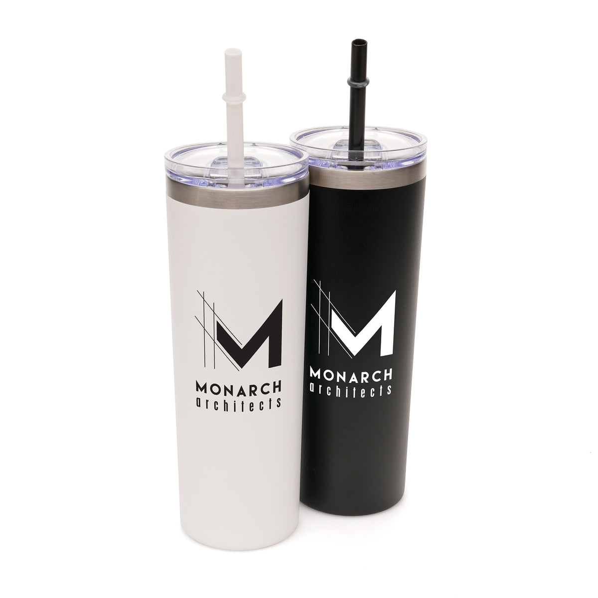 Branded Recycled Stainless Steel Travel Tumbler with Silicone Straw