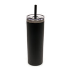 Branded Recycled Stainless Steel Travel Tumbler with Silicone Straw
