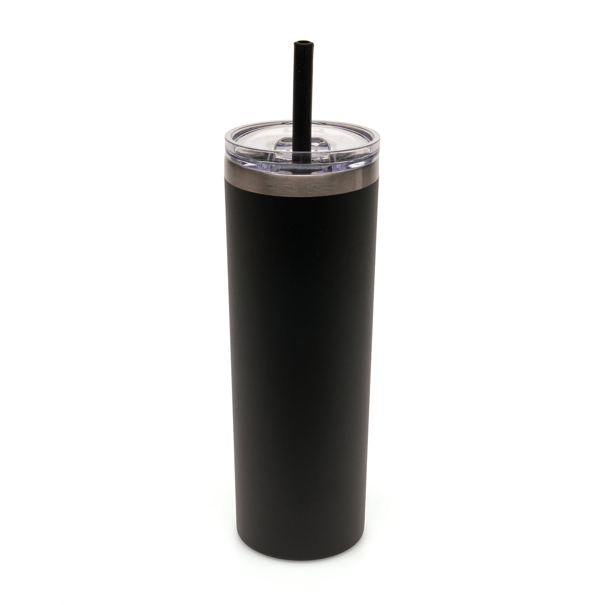 Branded Recycled Stainless Steel Travel Tumbler with Silicone Straw