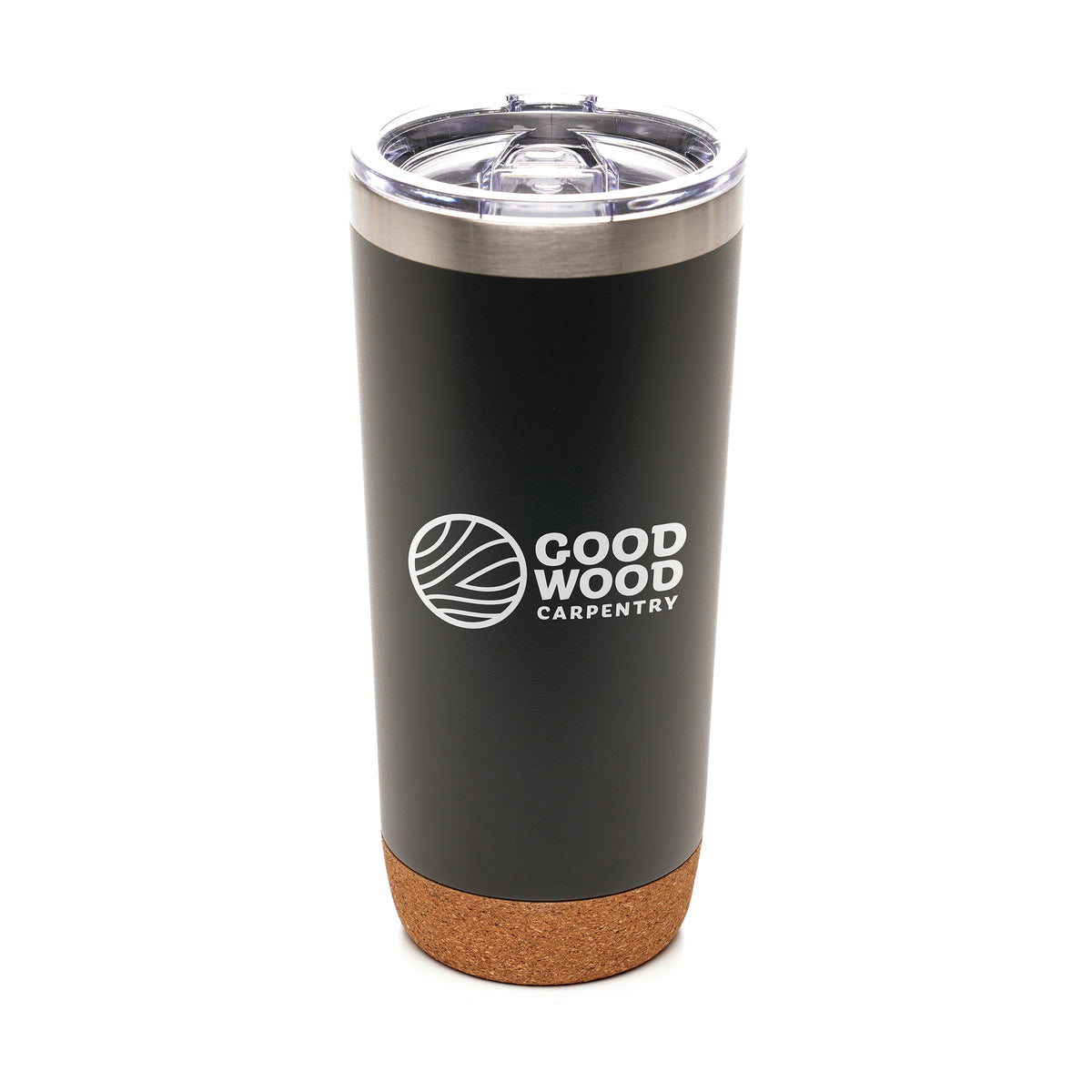 Branded 650ml Recycled Stainless Steel Tumbler with Cork Base