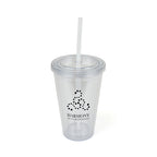 Branded 500ml Double Walled Plastic Tumbler with Straw in Transparent