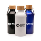 Branded 400ml Recycled Aluminium and Bamboo Drinks Bottle