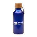 Branded 400ml Recycled Aluminium and Bamboo Drinks Bottle in Blue